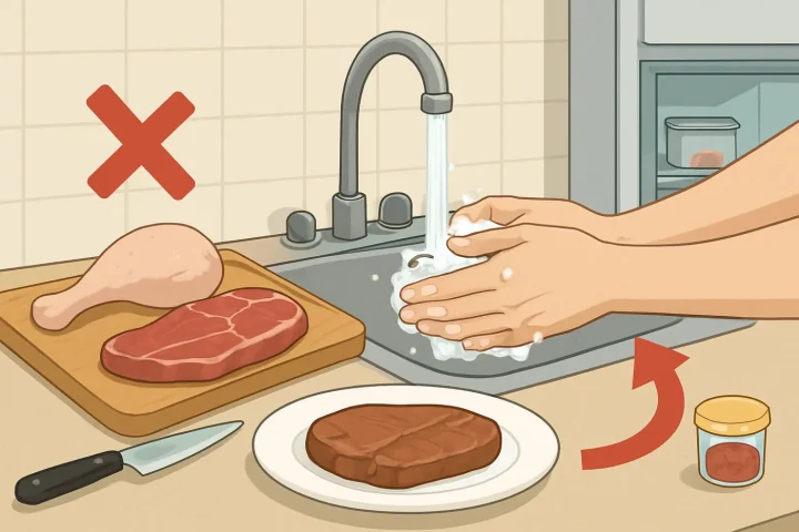 Cómo manejar y cocinar carne y pollo de forma segura: ilustración práctica de la guía