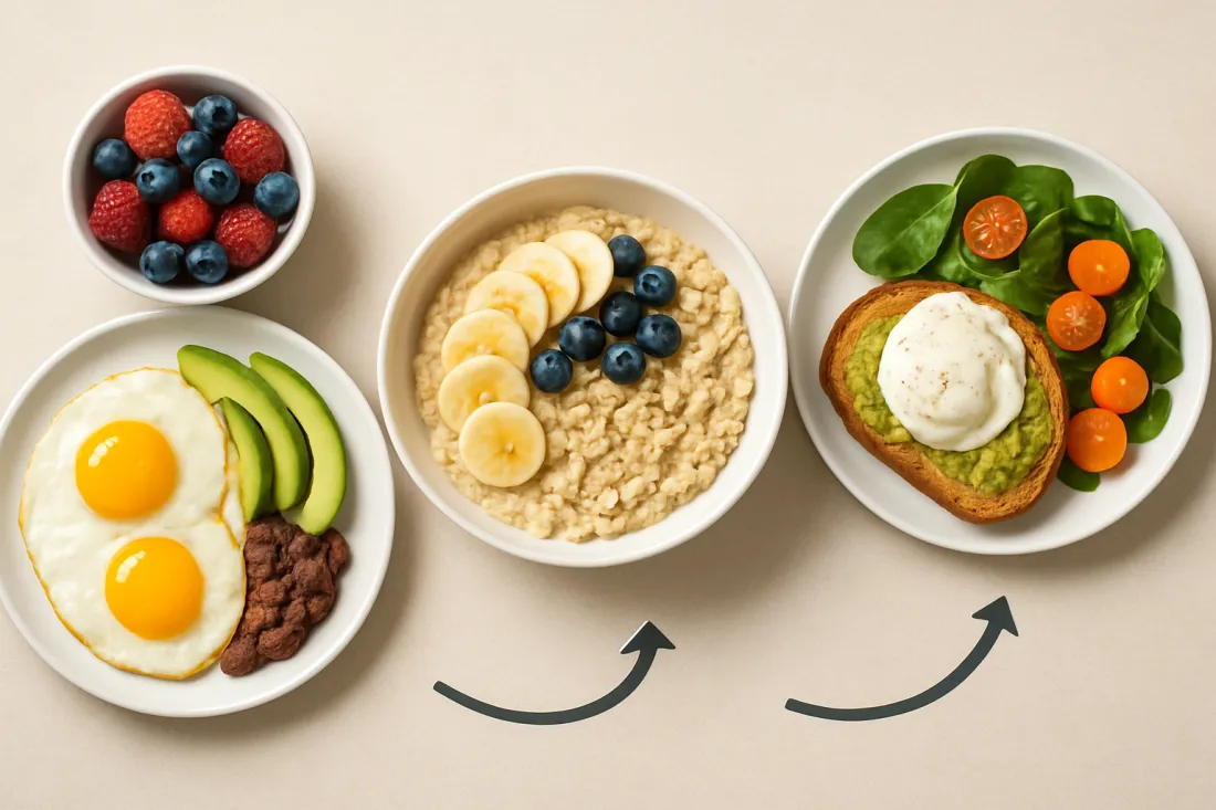 Desayunos saludables en 30 minutos: comparación visual de opciones