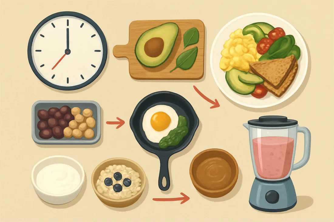 Desayunos saludables en 30 minutos: esquema de los elementos clave
