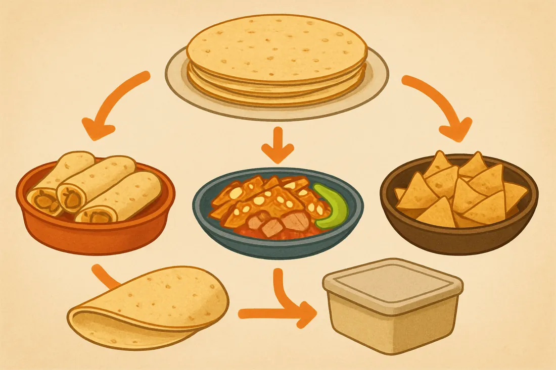 Qué hacer con tortillas de maíz sobrantes: esquema de los elementos clave