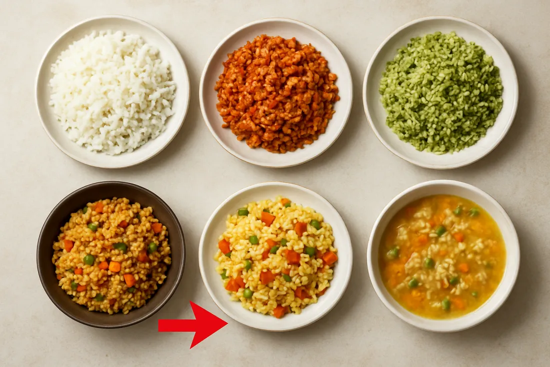 Cómo aprovechar arroz blanco sobrante: comparación visual de opciones