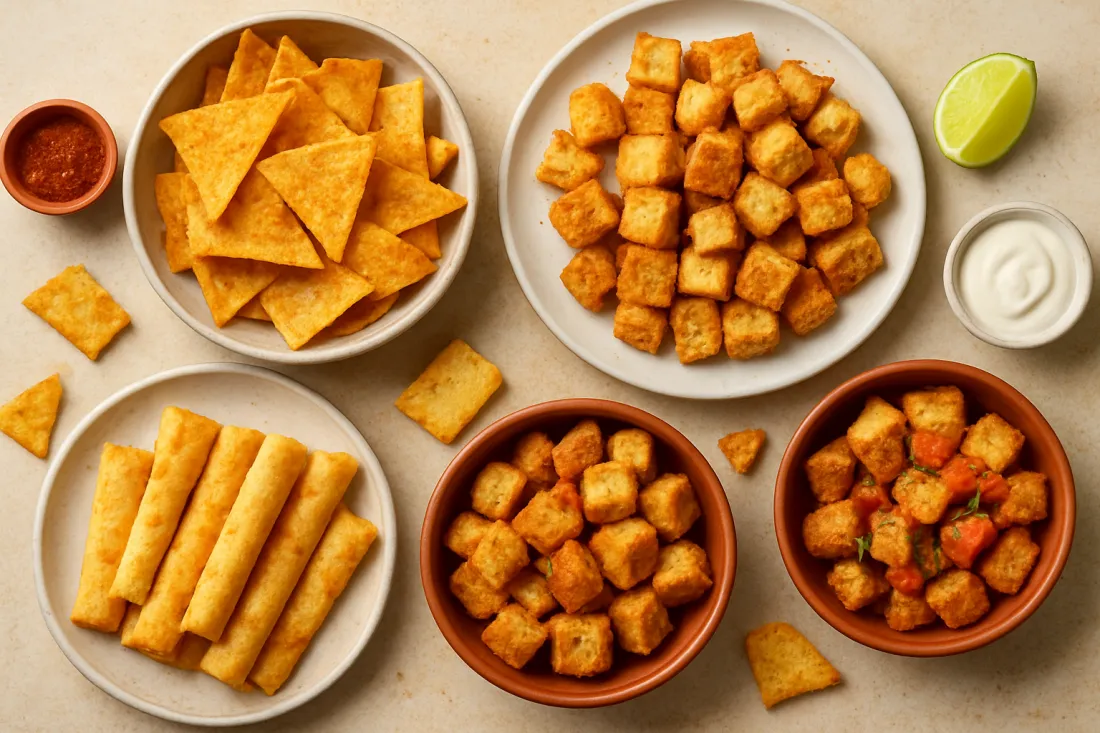 Botanas con tortillas y pan sobrante: comparación visual de opciones