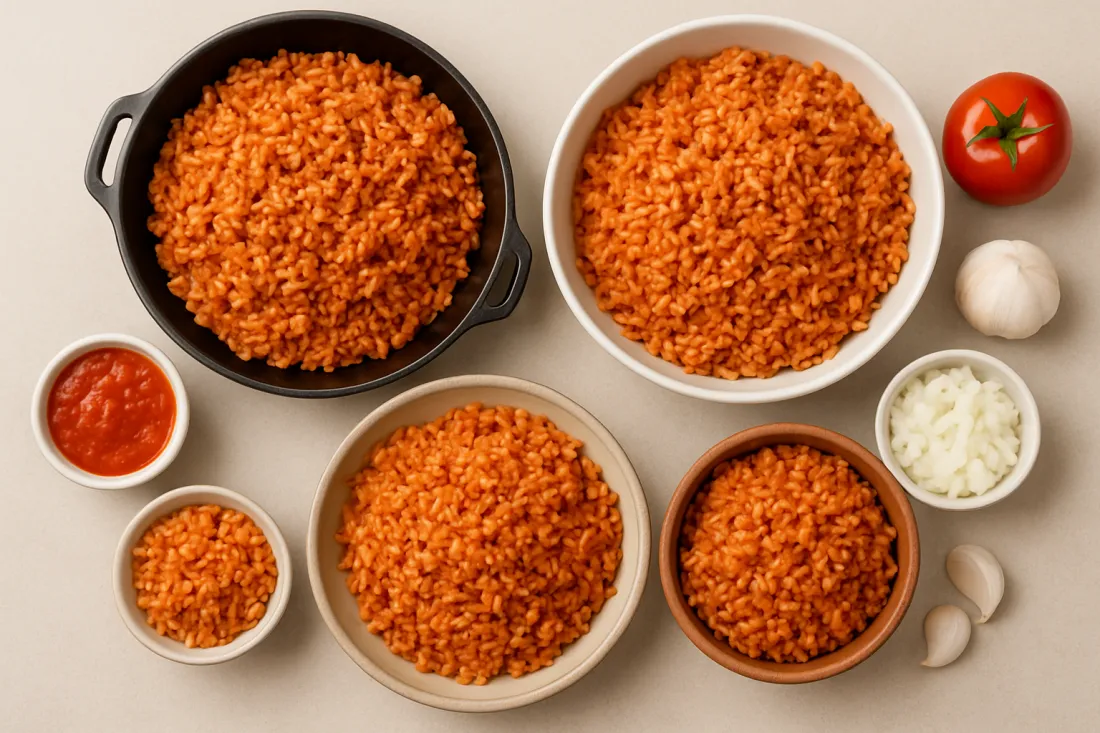 Receta de arroz rojo mexicano fácil: comparación visual de opciones