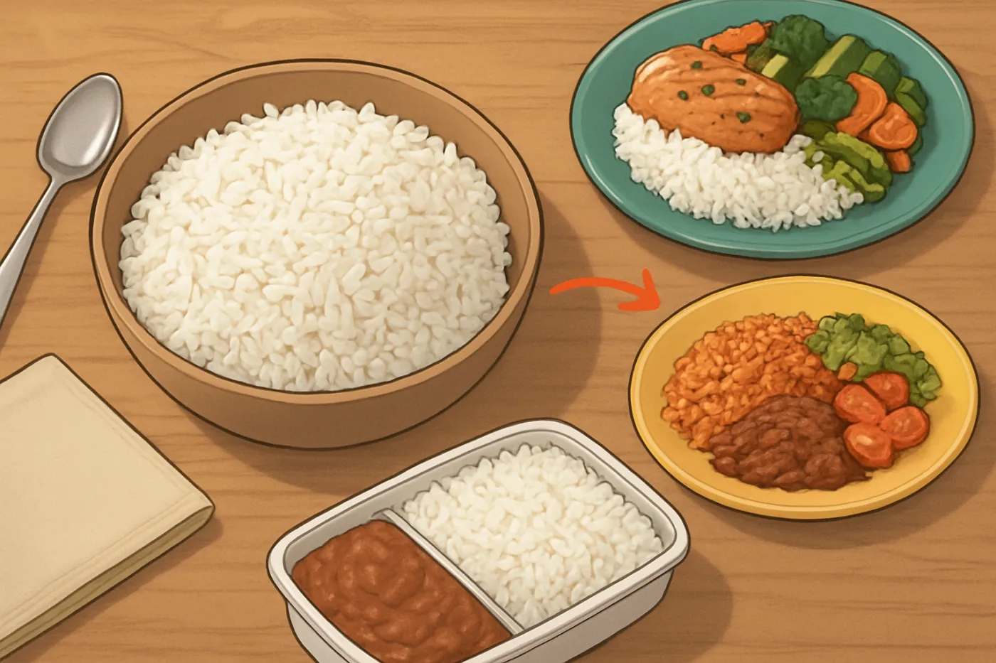 Ideas con arroz blanco para la semana: ilustración práctica de la guía