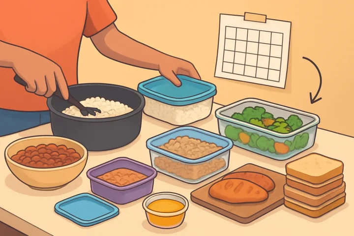 Batch cooking para lonches económicos: ilustración práctica de la guía