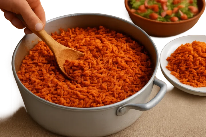 Arroz rojo para muchas personas: ilustración práctica de la guía