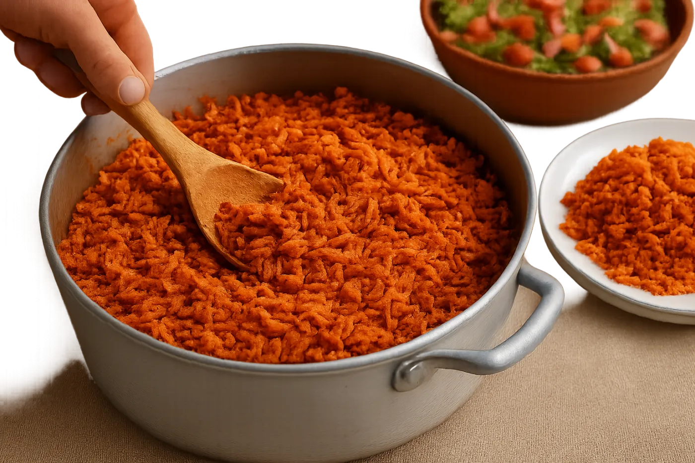 Arroz rojo para muchas personas: ilustración práctica de la guía