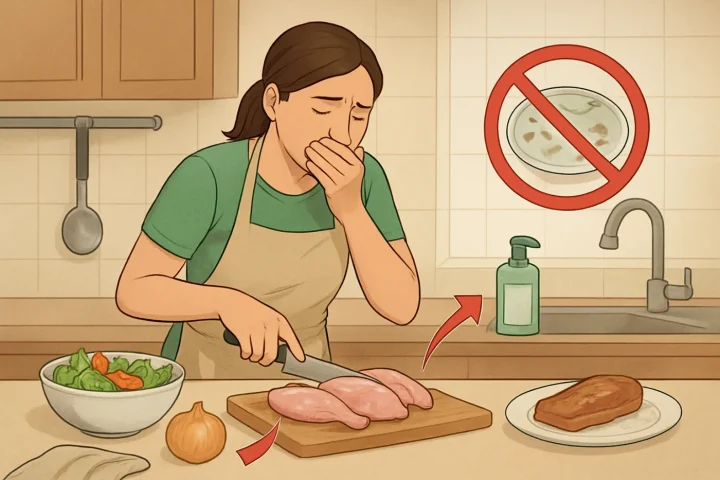 Errores de higiene en la cocina que causan intoxicaciones: ilustración práctica de la guía