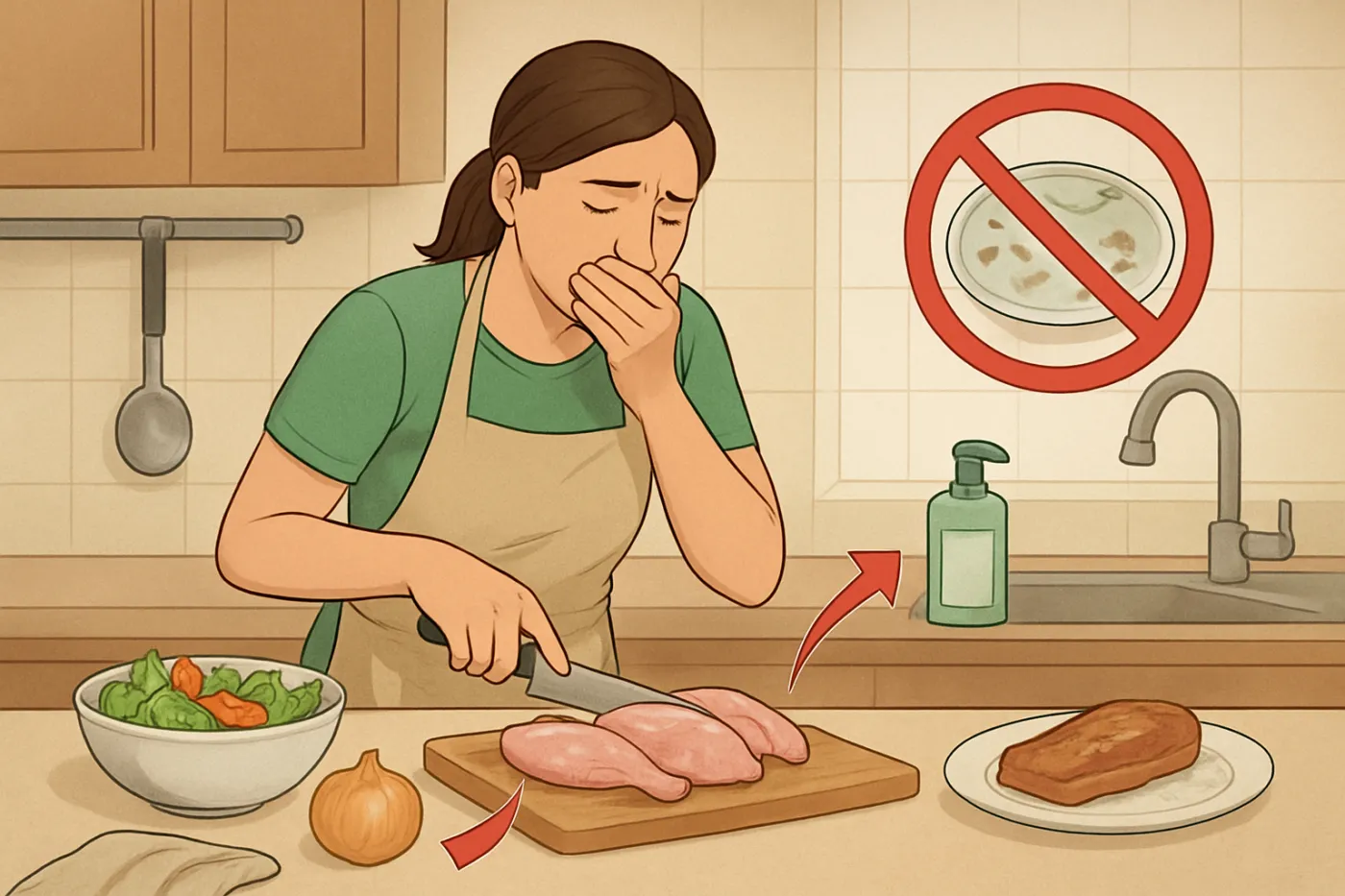 Errores de higiene en la cocina que causan intoxicaciones: ilustración práctica de la guía
