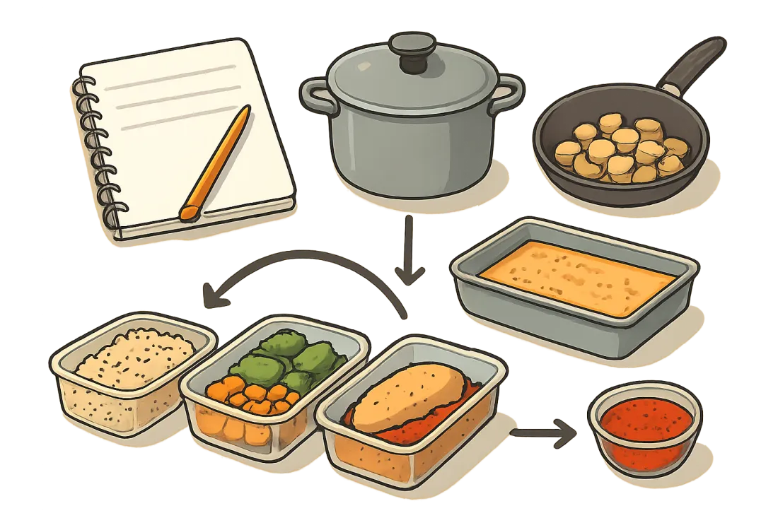 Batch cooking fácil para una persona principiante: esquema de los elementos clave