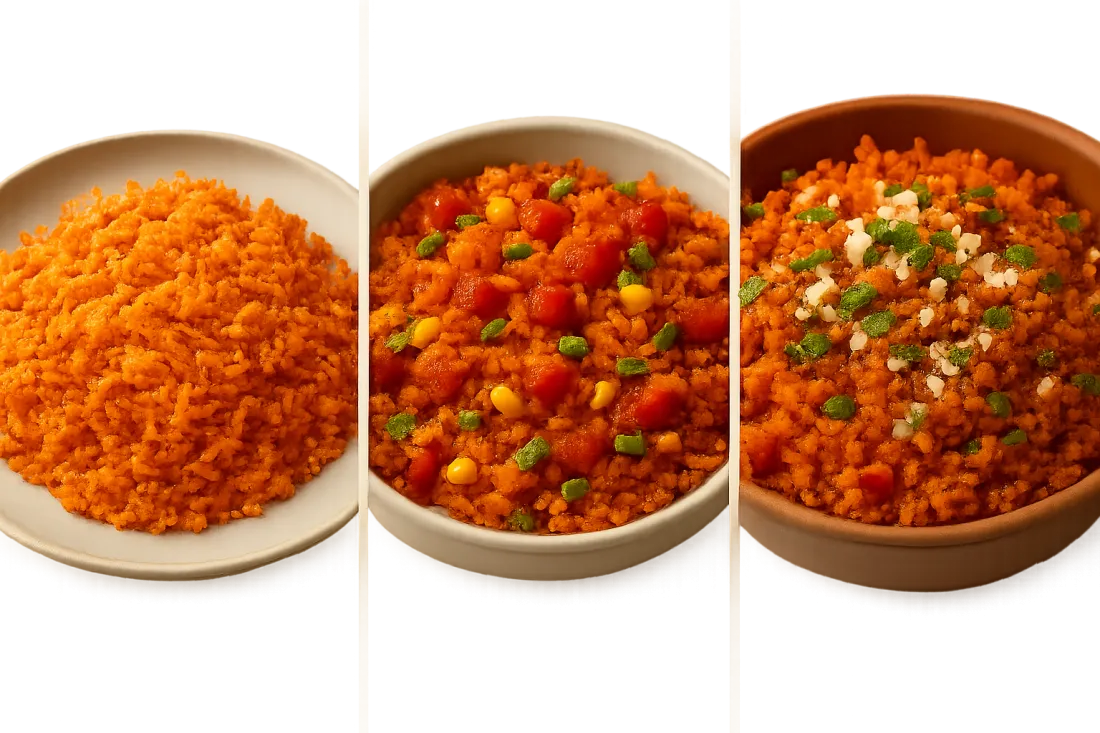 Arroz rojo para fiesta mexicana: comparación visual de opciones