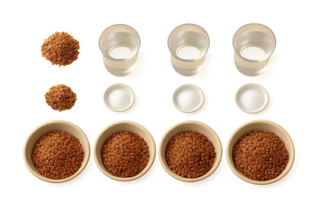 Proporciones para hacer arroz rojo para varias personas: comparación visual de opciones