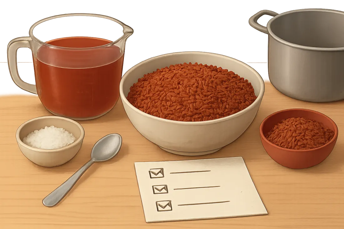 Proporciones para hacer arroz rojo para varias personas: lista práctica de comprobación antes de actuar