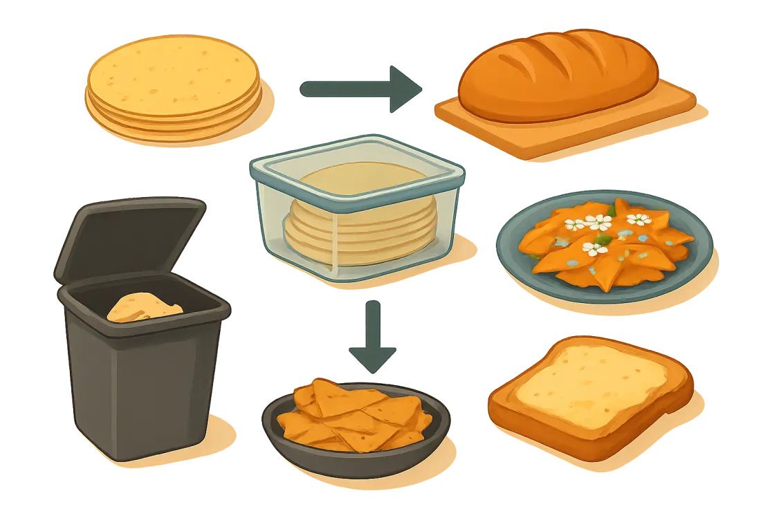 Qué hacer con tortillas y pan que sobran: esquema de los elementos clave